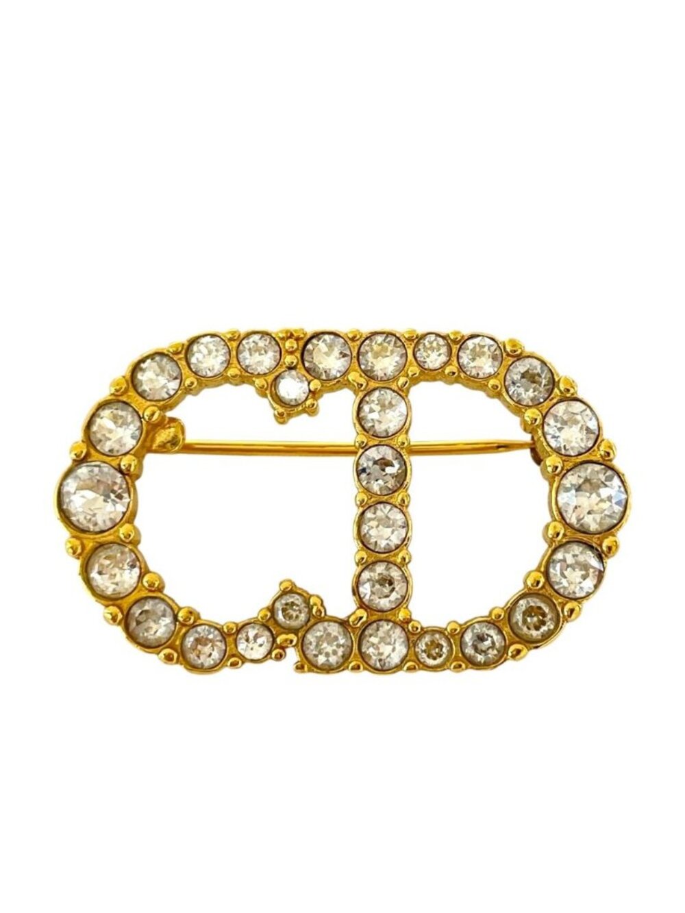 Dior Brooch Clair D Lune Rhinestone Metal Gold